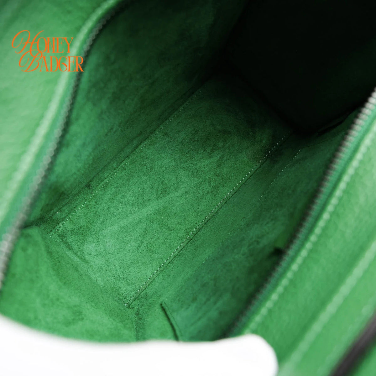 Celine Nano Luggage Bag Drummed Calfskin Green Silver Hardware Rank A