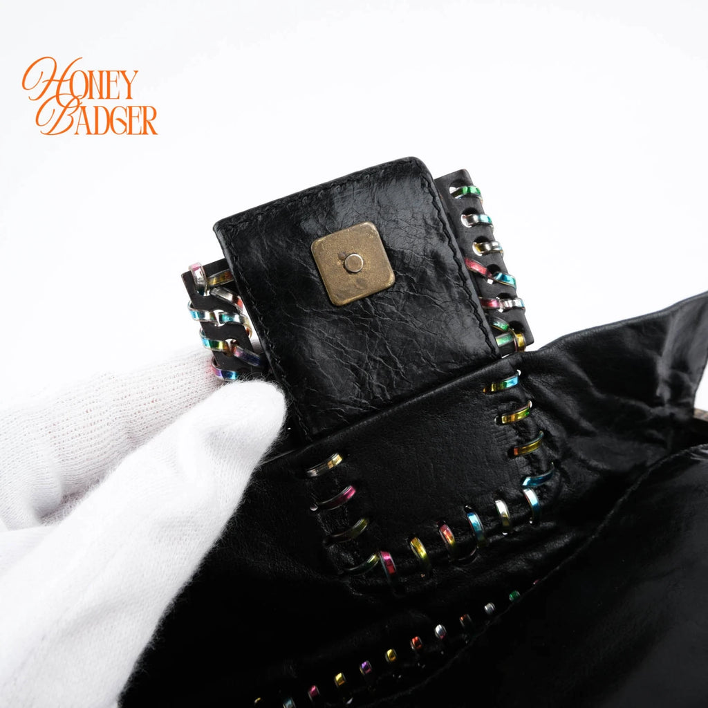 Fendi Baguette Black Multicolor Leather Mini Grade A