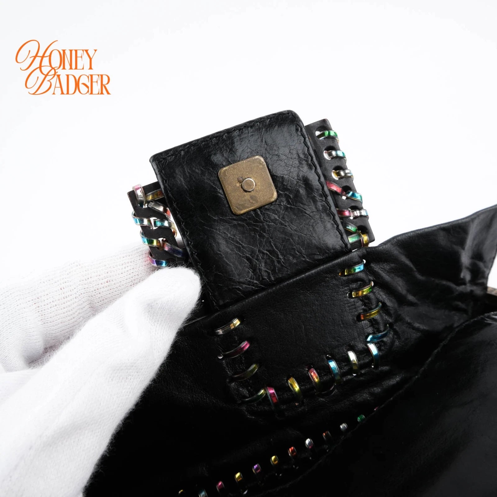 Fendi Baguette Black Multicolor Leather Mini Grade A
