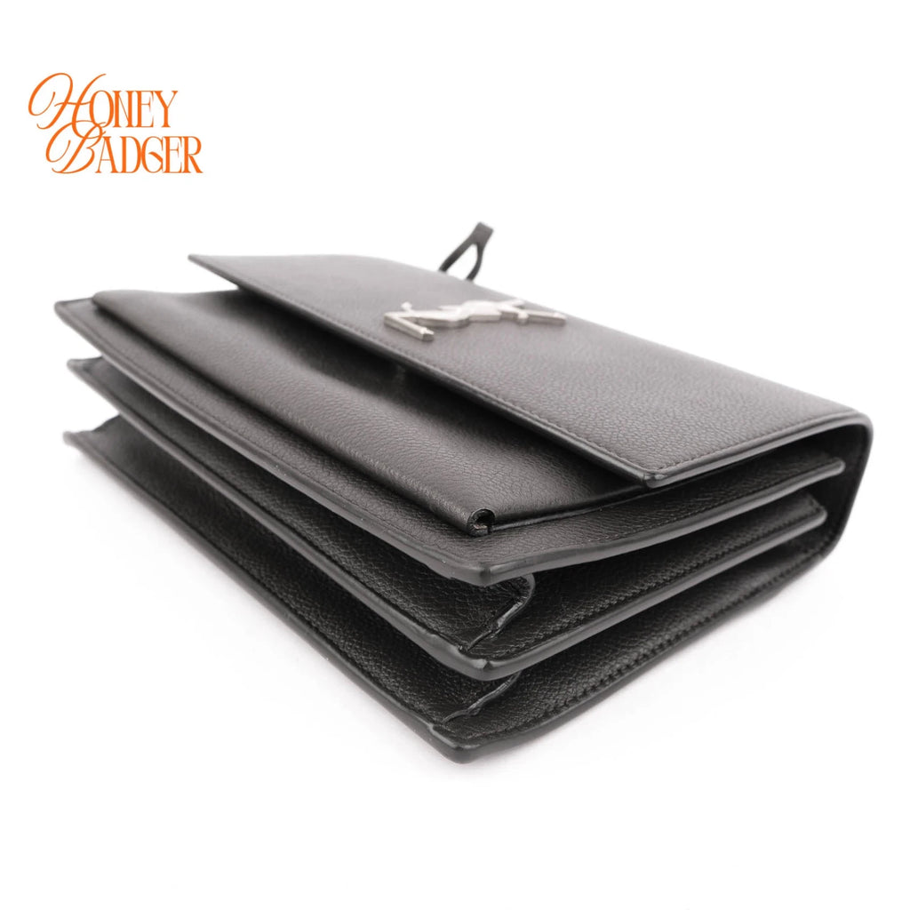 Saint Laurent Sunset Medium Grained Leather Grey Silver Hardware Rank A