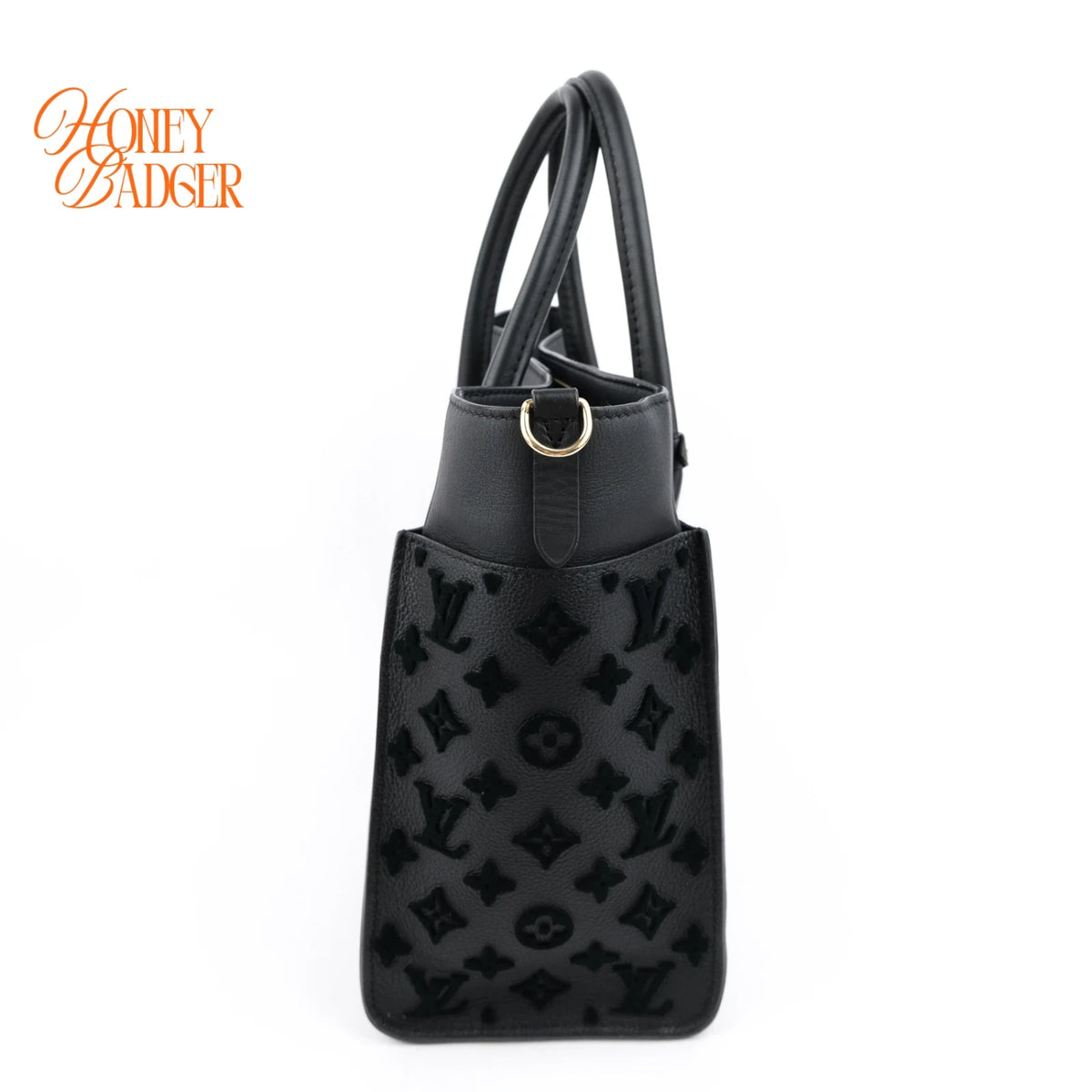 Louis Vuitton On My Side MM Calfskin Black Monogram Tufting Gold Hardware Rank AB