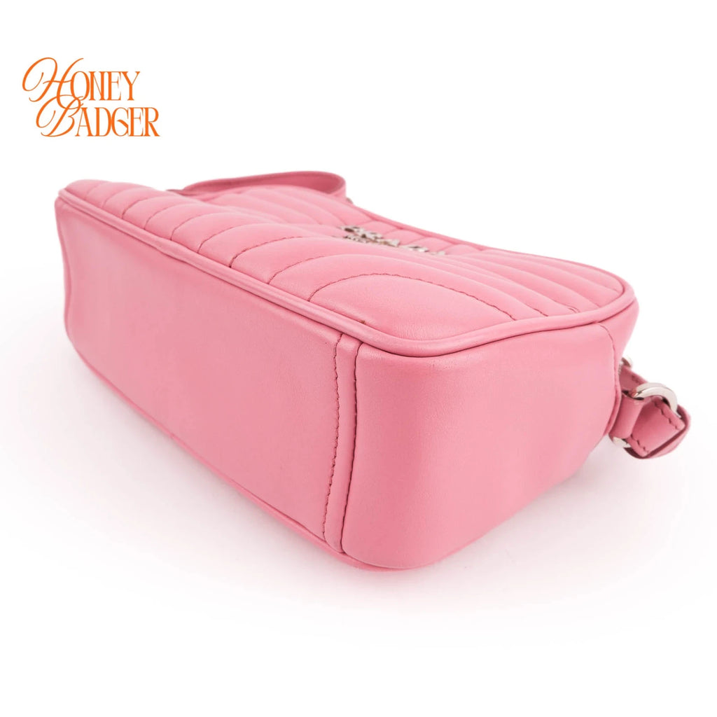 Prada Diagramme Camera Bag Pink Leather Grade A