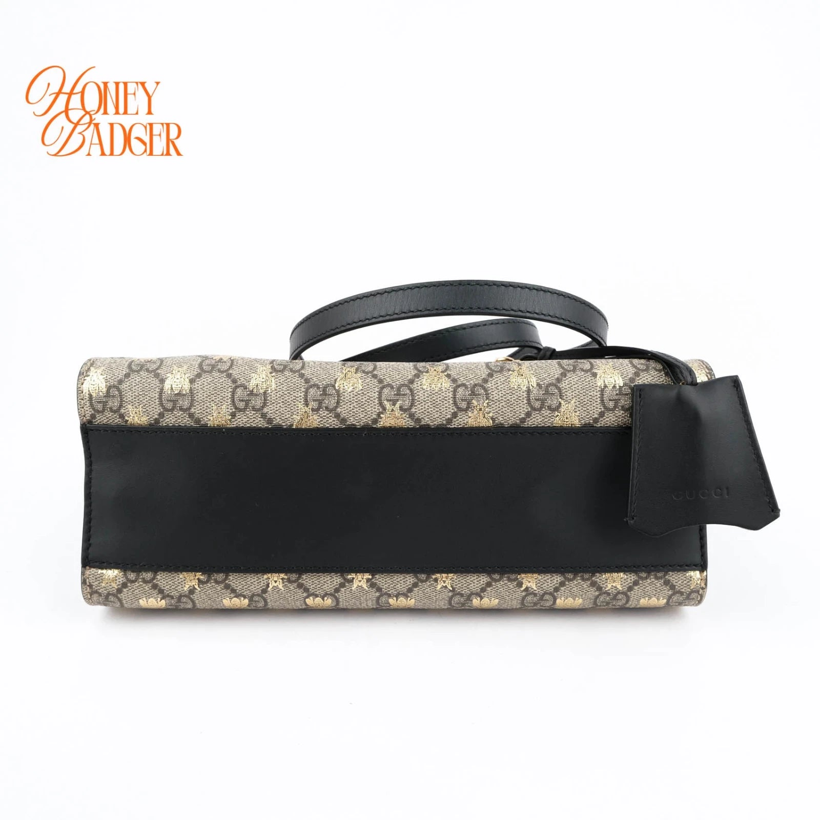 Gucci Padlock Small Tote GG Supreme Bee Print Beige Black Rank A