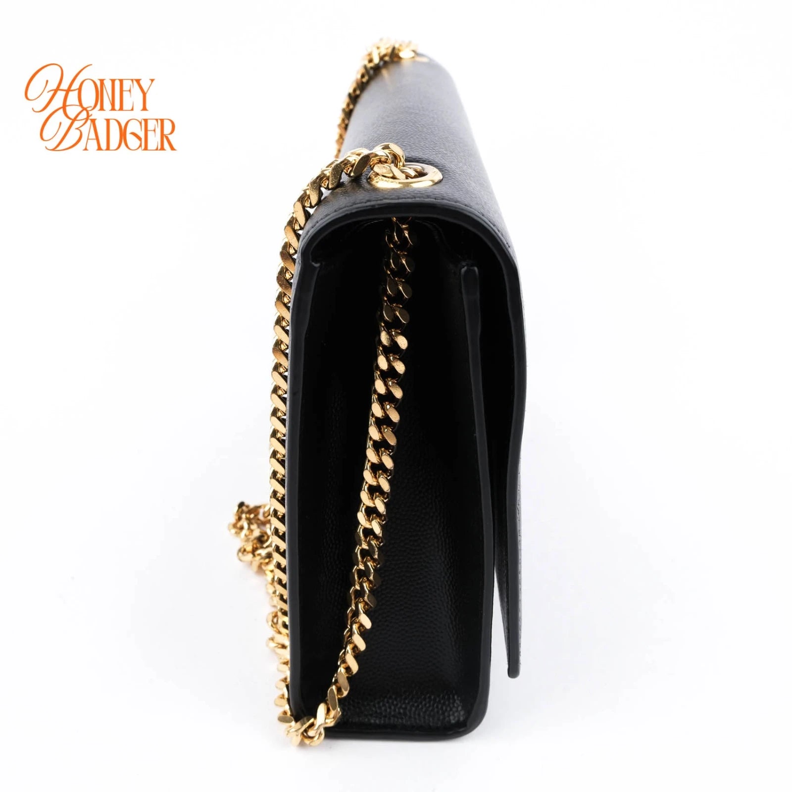 Saint Laurent Kate Medium Grain de Poudre Embossed Leather Black Light Bronze Hardware Rank A