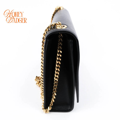 Saint Laurent Kate Medium Grain de Poudre Embossed Leather Black Light Bronze Hardware Rank A