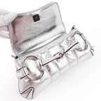 Gucci Horsebit 1955 Small Leather Silver Rank S