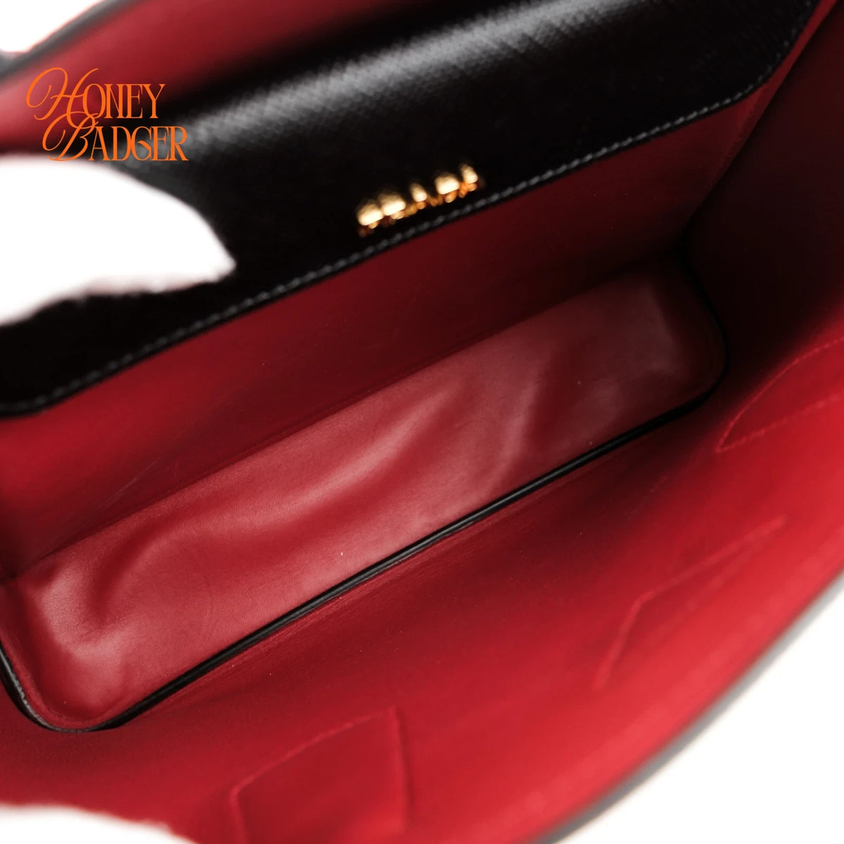 Prada Double Bag Large Saffiano Leather Black/Red Rank AB