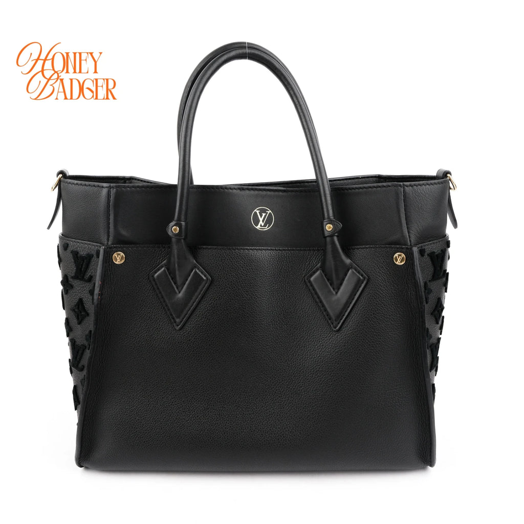 Louis Vuitton On My Side MM Calfskin Black Monogram Tufting Gold Hardware Rank AB