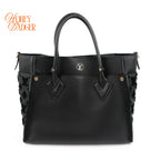 Louis Vuitton On My Side MM Calfskin Black Monogram Tufting Gold Hardware Rank AB