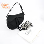 Dior Mini Saddle Bag Black Ultramatte Calfskin 2Way Handbag Shoulder Bag Rank A