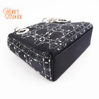 Dior Lady Dior Small Navy Satin Crystal Grade A