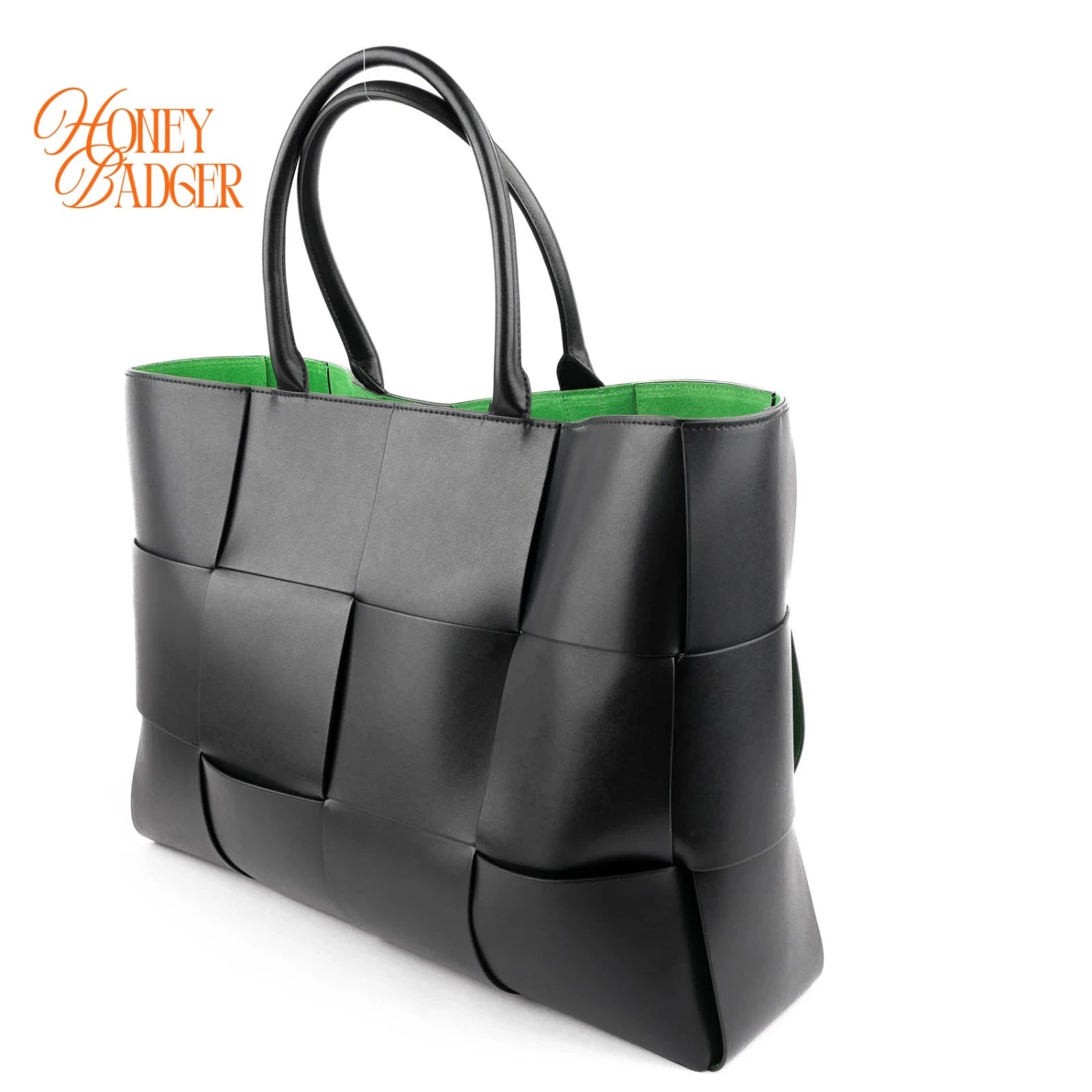 Bottega Veneta Arco Tote Large Black Leather with Green Lining 2WAY Bag