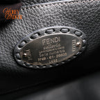 Fendi Peekaboo ISeeU Small Whipstitch Grained Leather Blue Grey Silver Hardware Rank A