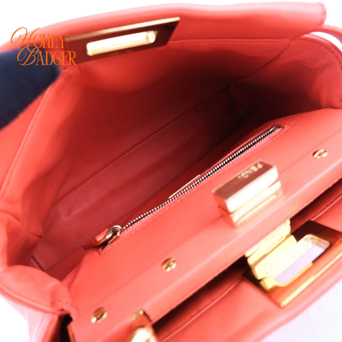 Fendi Peekaboo Mini Smooth Leather Orange Rank A