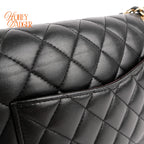 Chanel Matelasse 25 Double Flap Double Chain Leather Black Rank AB