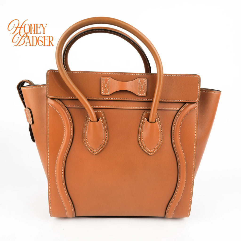 Celine Luggage Micro Smooth Calfskin Brown Gold Hardware Rank B