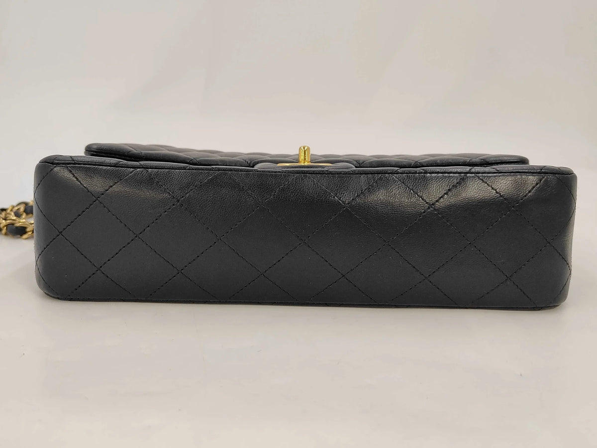 Chanel Matelasse 25 Double Flap Double Chain Leather Black Rank AB