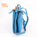 Celine Trio Small Lambskin Shoulder Bag Blue Rank AB