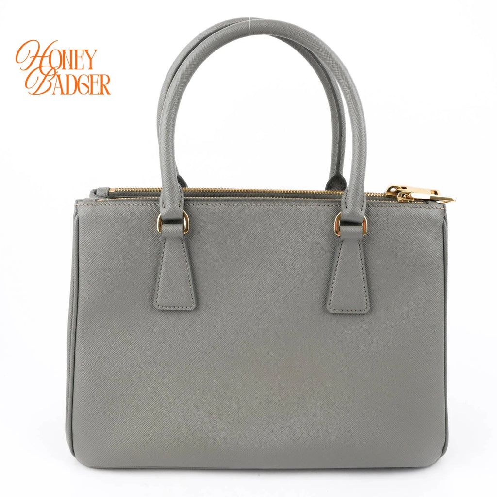 Prada Galleria Medium Saffiano Leather Gray Gold Hardware Rank A