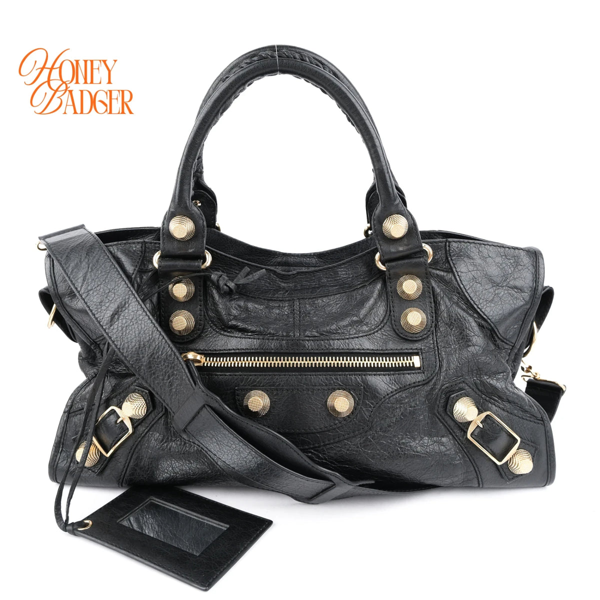 Balenciaga Giant 21 Part Time Black Leather 2-Way Handbag Shoulder Bag Rank AB
