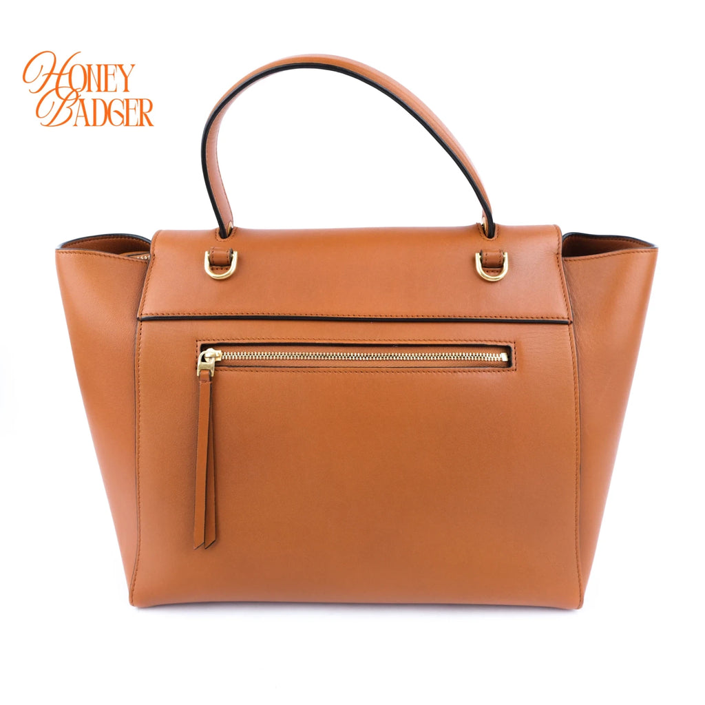 Celine Belt Bag Mini Tan Brown Calfskin Leather 2-Way Bag Rank AB
