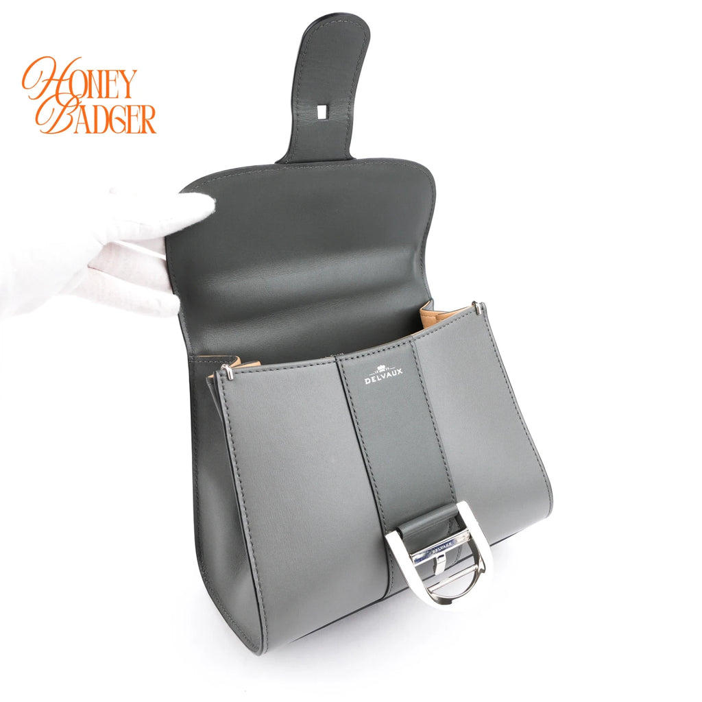 Delvaux Brillant Mini Box Calf Bicolor Grey Palladium Hardware Rank A