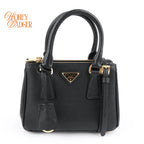 Prada Galleria Mini Saffiano Leather 2WAY Bag Black Nero