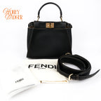 Fendi Peekaboo Iconic Mini Leather Black/Yellow Stitch Rank A