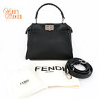 Fendi Peekaboo Mini Selleria Grained Leather Black Rank A