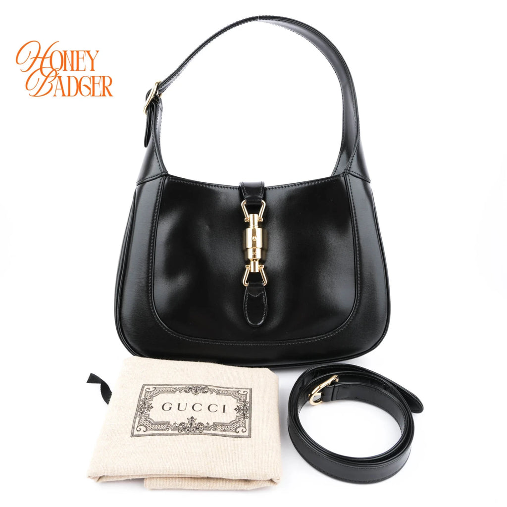 Gucci Jackie 1961 Medium Smooth Leather Black Gold Hardware Rank S