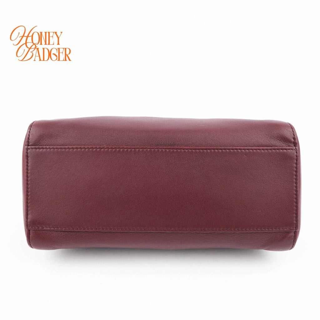 Fendi Peekaboo Iconic Mini Nappa Leather Bordeaux Silver Hardware Rank A