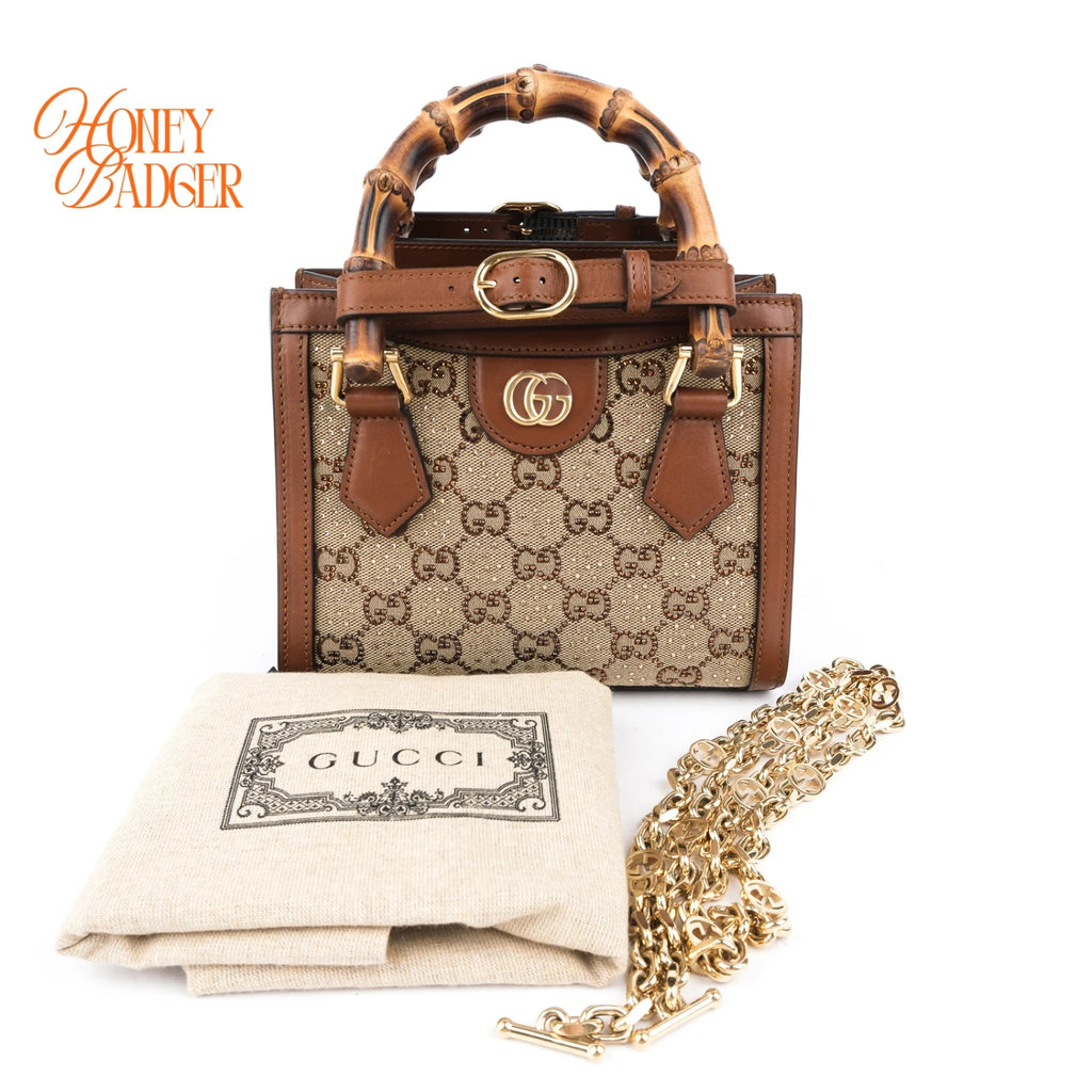 Gucci Diana Mini GG Crystal Canvas/Brown Leather Rank A