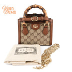 Gucci Diana Mini GG Crystal Canvas/Brown Leather Rank A