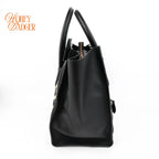 Celine Luggage Mini Shopper Leopard Print Canvas Black Calfskin Gold Hardware Rank AB