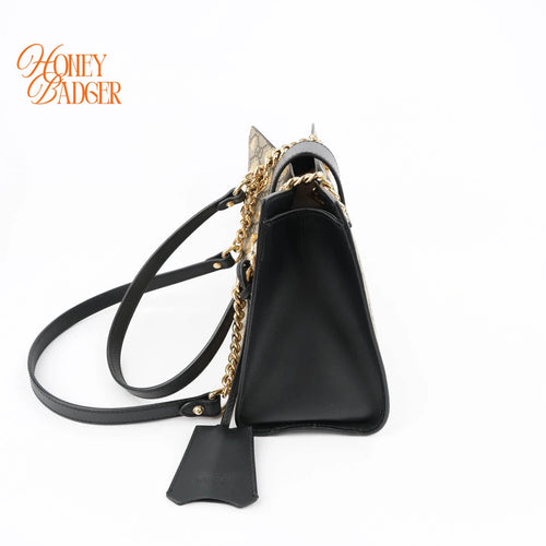 Gucci Padlock Small Tote GG Supreme Bee Print Beige Black Rank A