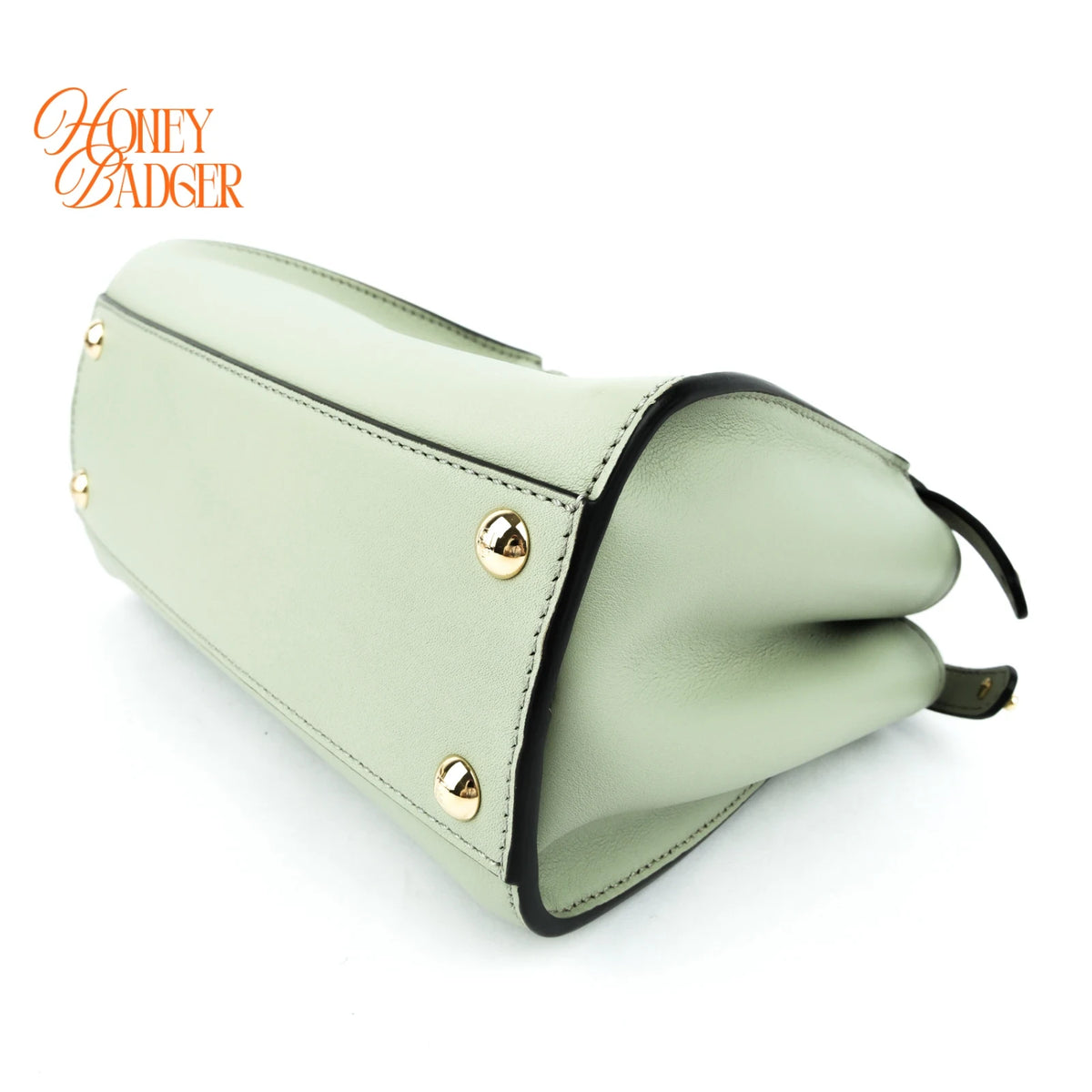 Fendi Peekaboo Mini Leather Light Green Gold Hardware Rank A
