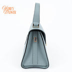 Valextra Iside Mini Grained Calfskin Blue Grey Light Gold Hardware Rank A