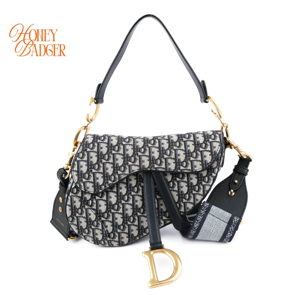 Dior Saddle Bag Oblique Jacquard Blue Rank A