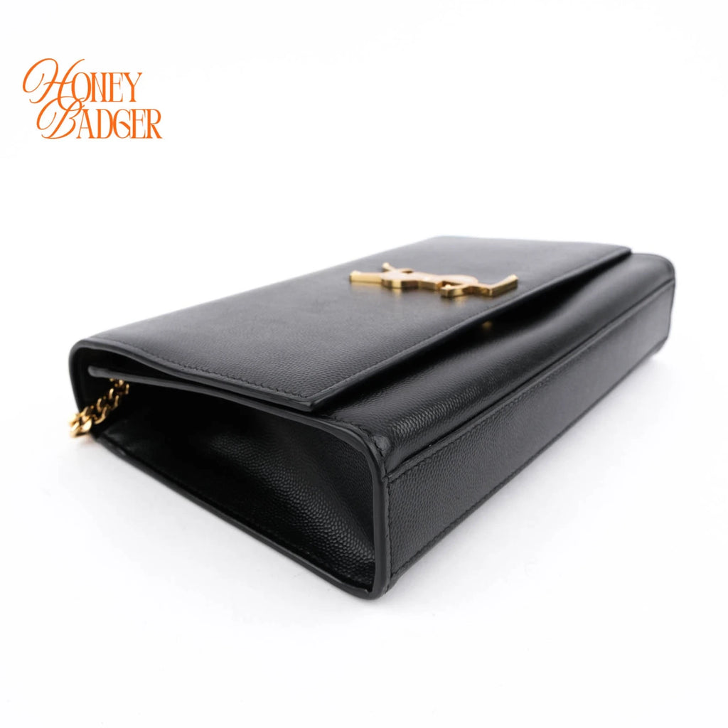 Saint Laurent Kate Medium Grain de Poudre Embossed Leather Black Light Bronze Hardware Rank A
