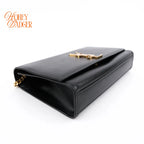 Saint Laurent Kate Medium Grain de Poudre Embossed Leather Black Light Bronze Hardware Rank A