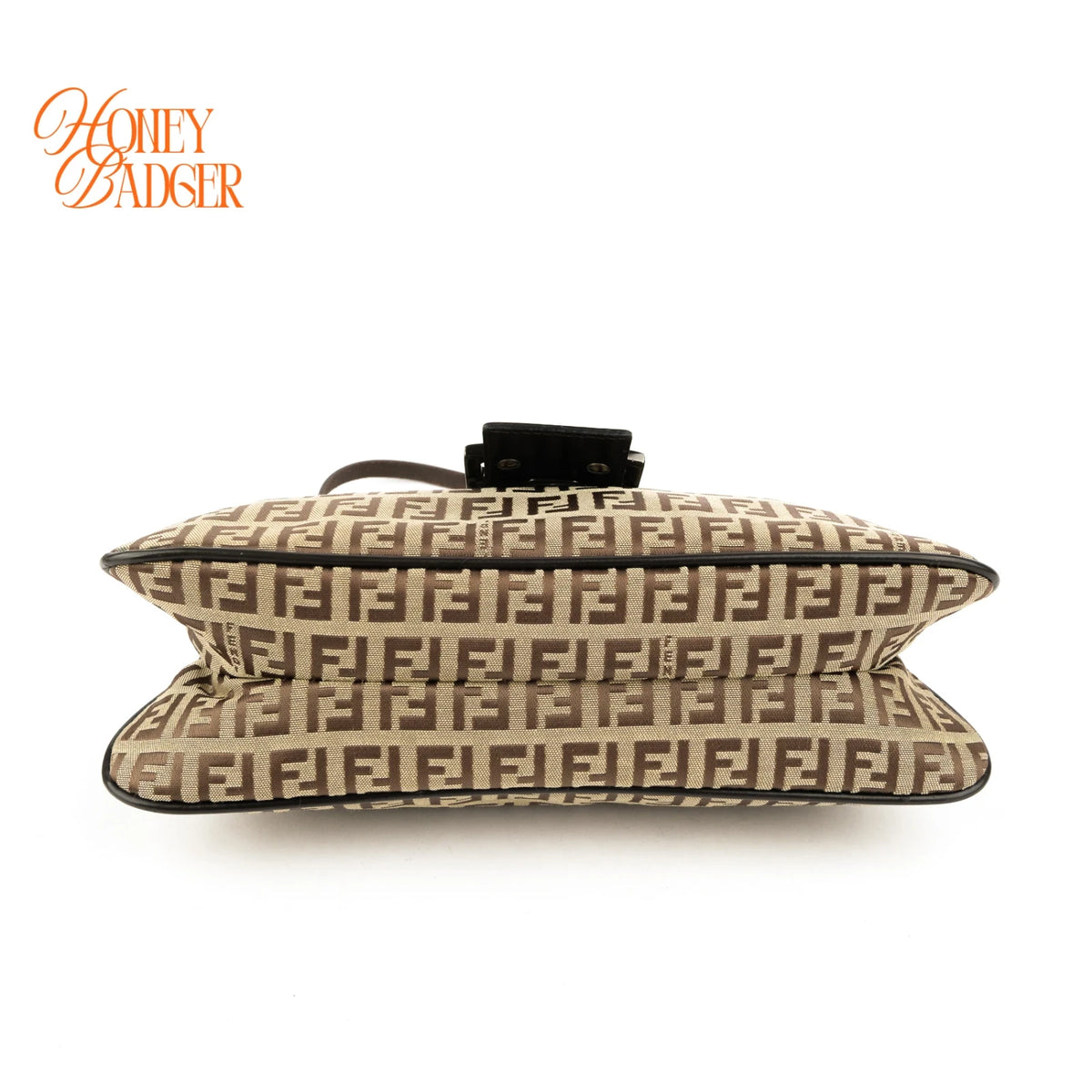 Fendi Zucchino FF Double Flap Baguette Canvas Shoulder Bag Rank B
