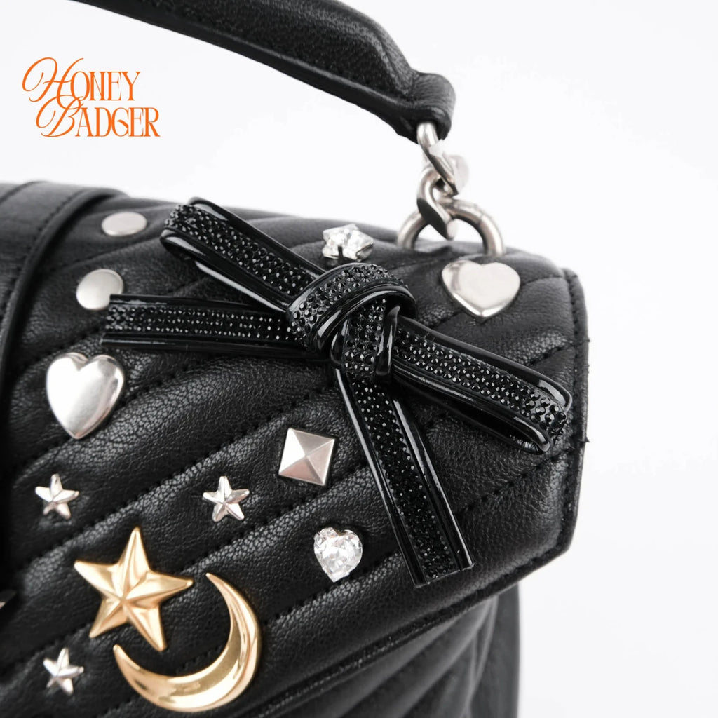 Saint Laurent College Medium in black leather with studs, Grade A condition.