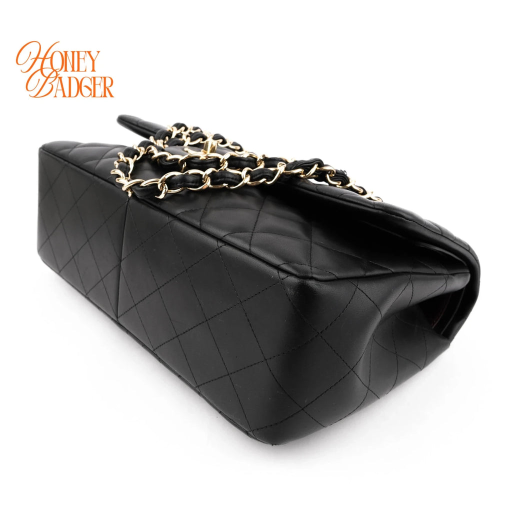 Chanel Classic Flap Jumbo Leather Black Gold Hardware Rank A