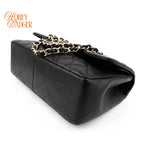Chanel Classic Flap Jumbo Leather Black Gold Hardware Rank A