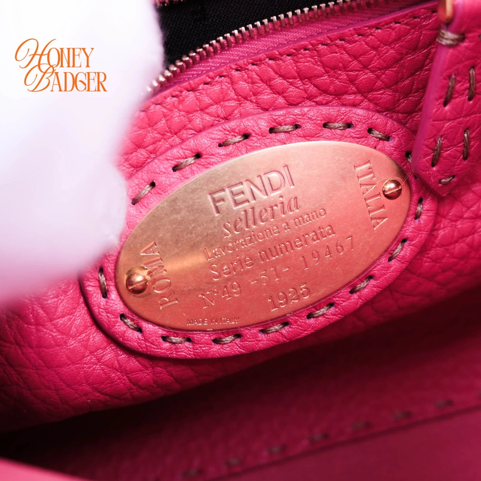 Fendi Peekaboo Mini Selleria Grained Leather Pink Rank A