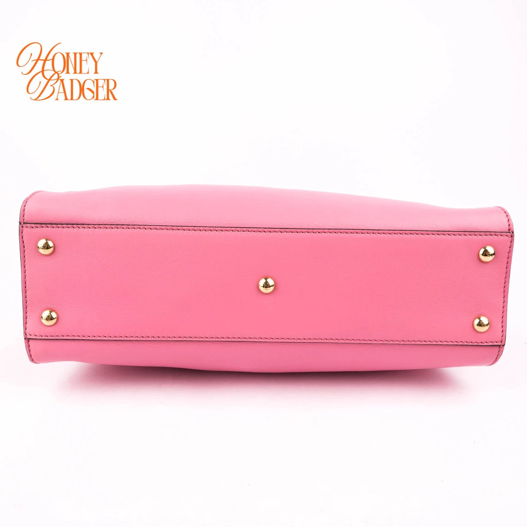Fendi Peekaboo Regular Calfskin Leather Pink Gold Hardware Rank A