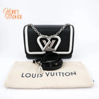 Louis Vuitton Twist MM Epi Leather Black White Braided Heart Rank A