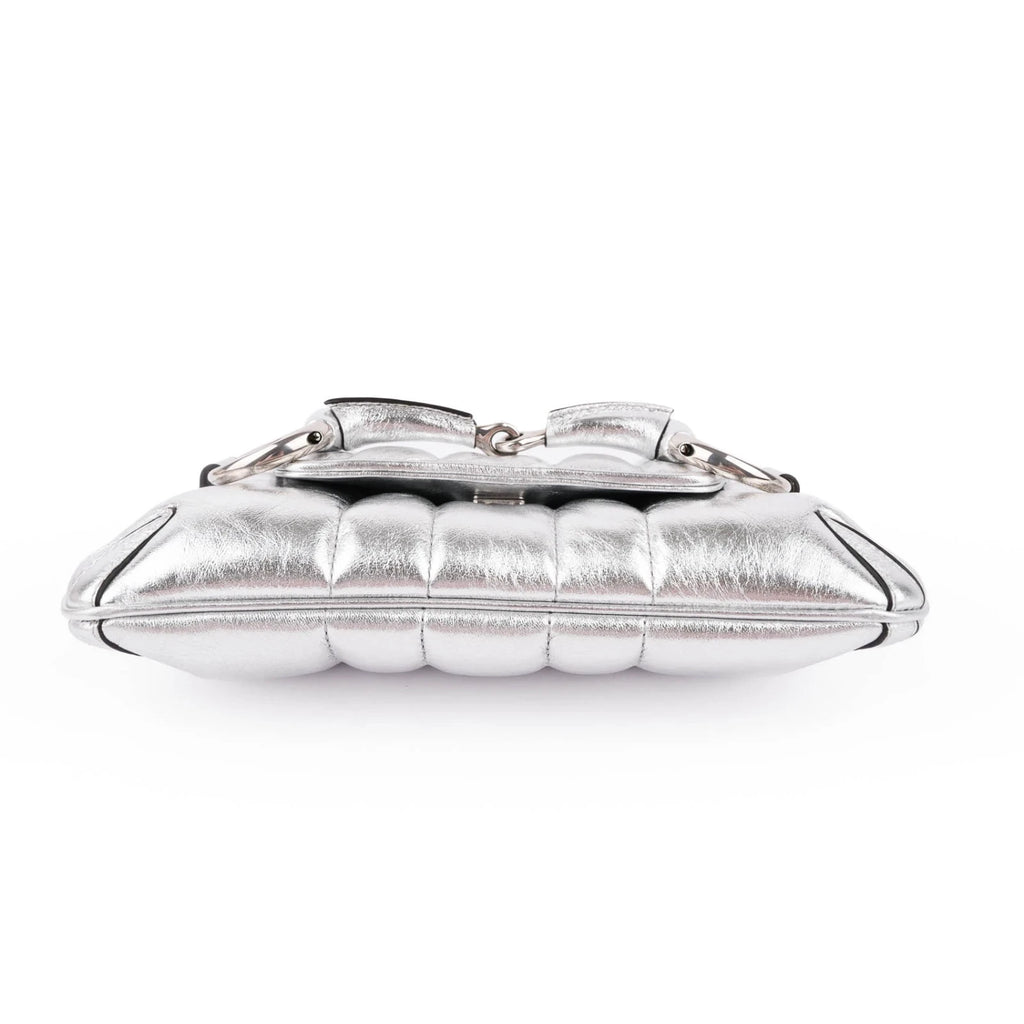 Gucci Horsebit 1955 Small Leather Silver Rank S
