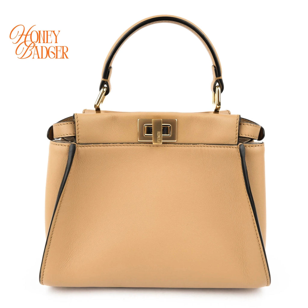 Fendi Peekaboo ISeeU Petite Nappa Leather Miele Gold Hardware Rank A
