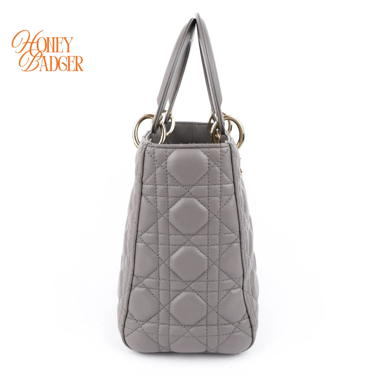 Dior Lady Dior Medium Cannage Lambskin Gray Rank A
